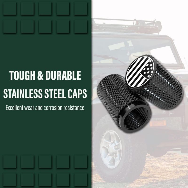 Tapones de válvula para neumáticos STEEL HAWK pack de 4 negro PVD