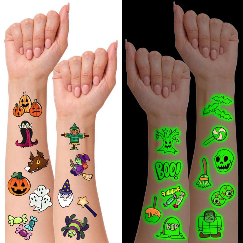 Tatuajes temporales JOYIN 306 uds Halloween que brillan en la oscuridad