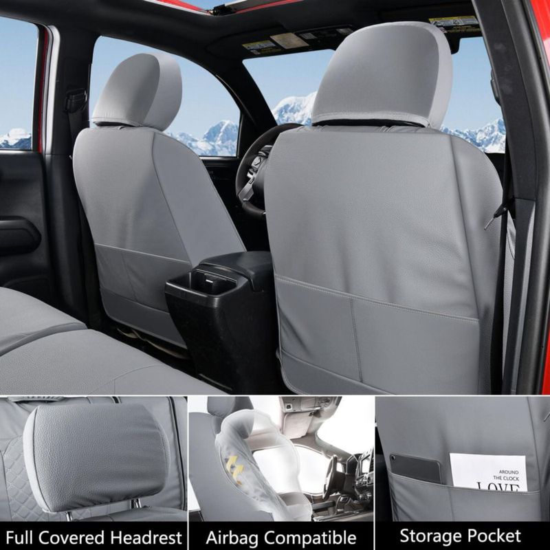 Fundas de asiento Truckiipa para Toyota Tacoma 2005-2015 impermeables color gris