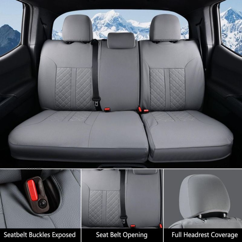 Fundas de asiento Truckiipa para Toyota Tacoma 2005-2015 impermeables color gris