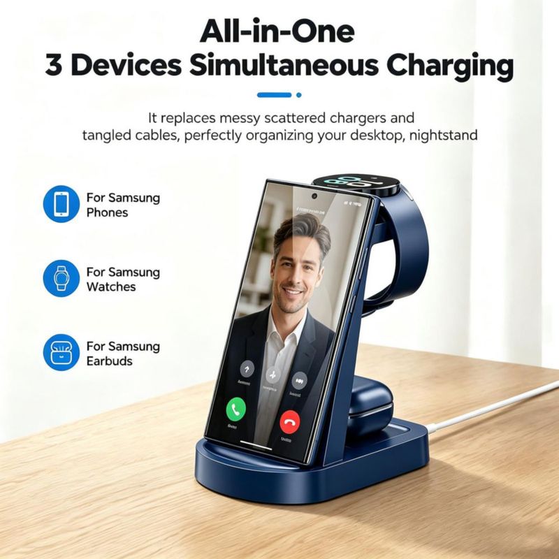 Cargador inalámbrico Lopuian 3 en 1 para Samsung