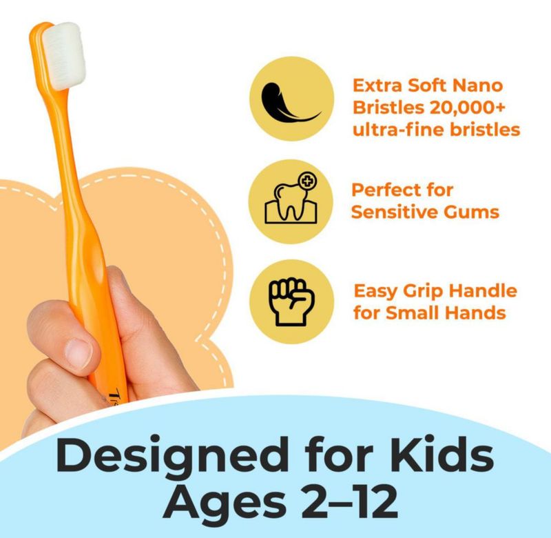 Cepillo de dientes Trueocity Kids 2-4 años Suave Juego de 3 (Amarillo Naranja Rosa)
