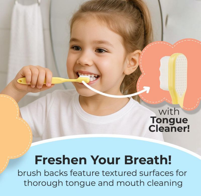 Cepillo de dientes Trueocity Kids 2-4 años Suave Juego de 3 (Amarillo Naranja Rosa)