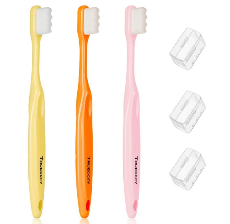 Cepillo de dientes Trueocity Kids 2-4 años Suave Juego de 3 (Amarillo Naranja Rosa)
