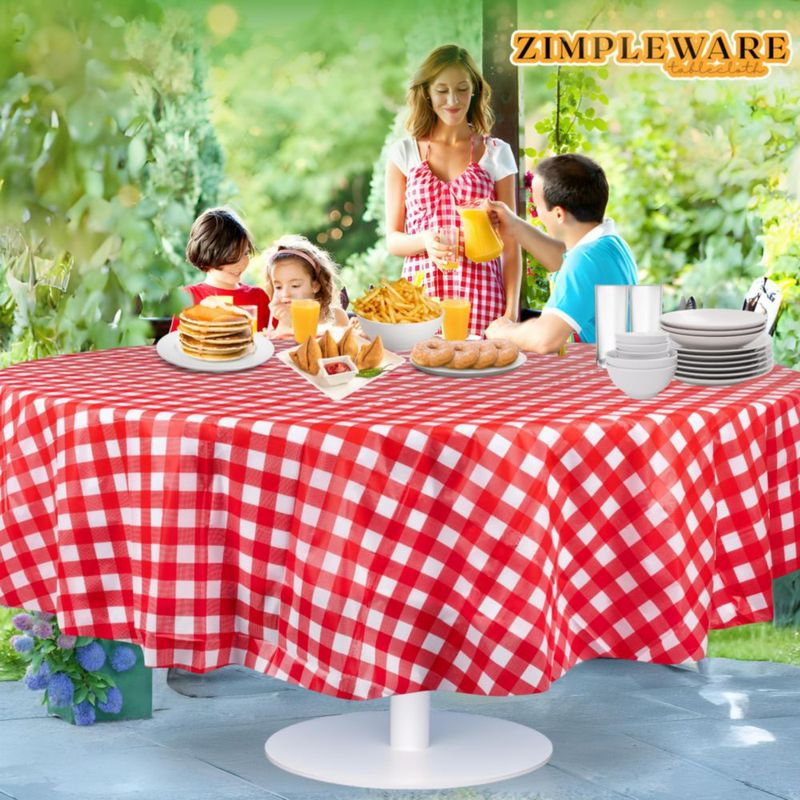 Mantel Redondo ZIMPLEWARE 213 cm 6 piezas Rojo a Cuadros