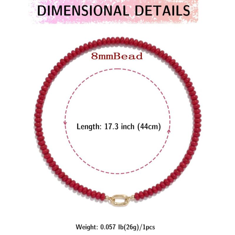 Collar ROISE LADY rojo de 44 cm con cuentas de 8 mm