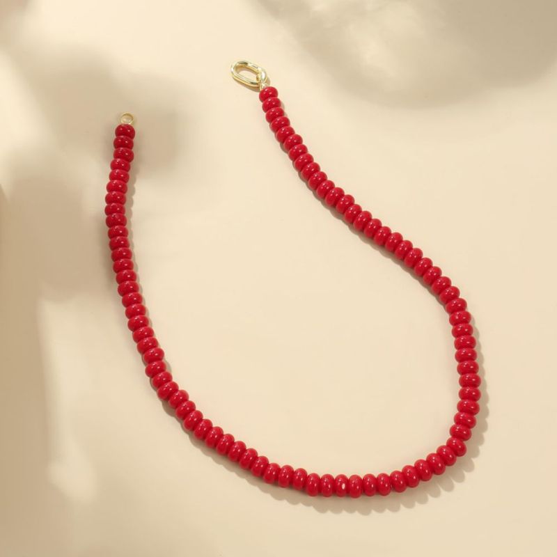 Collar ROISE LADY rojo de 44 cm con cuentas de 8 mm