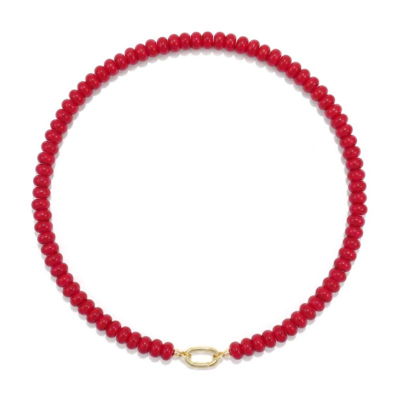 Collar ROISE LADY rojo de 44 cm con cuentas de 8 mm