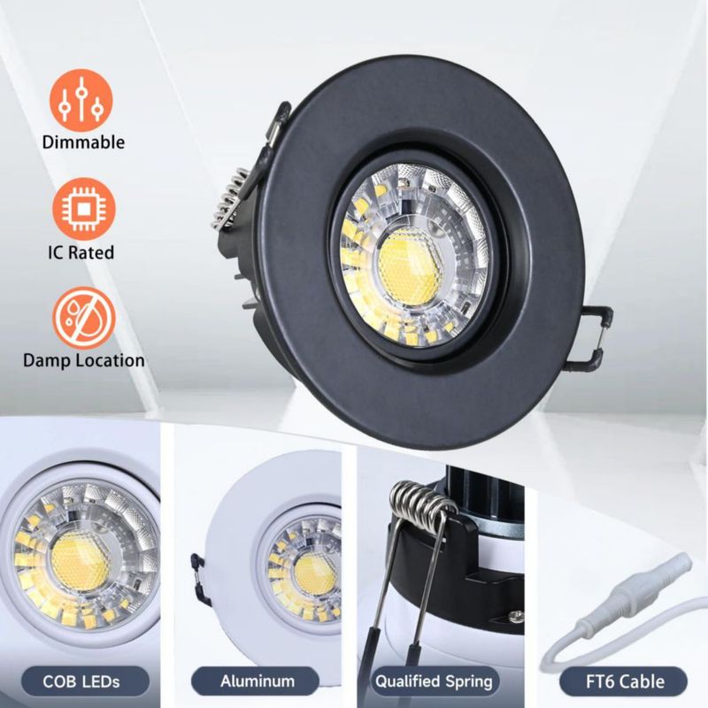 Luz LED empotrada ZYC 75 cm pack de 10 negra y regulable