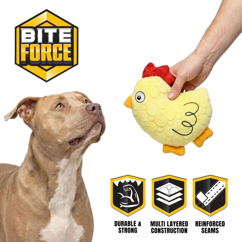 Juguete para perro Bite Force Pollo amarillo con silbato