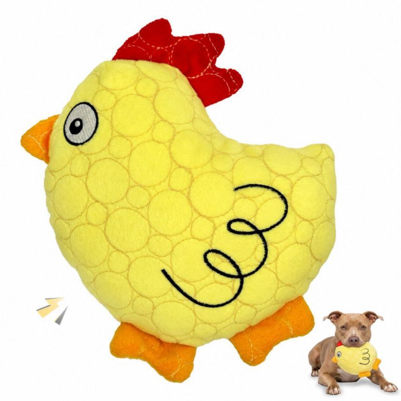 Juguete para perro Bite Force Pollo amarillo con silbato