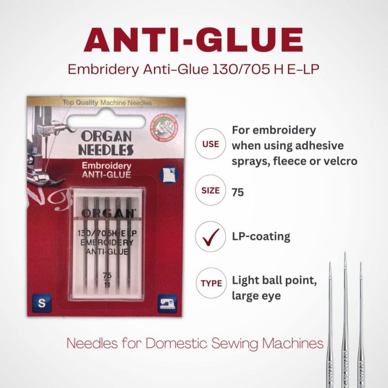 Agujas anti-pegamento para máquina de coser 75/11 pack de 2 (10 unidades)
