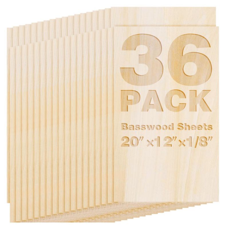 Planchas de madera de tilo Axincheng 51 cm x 30 cm 3 mm Pack de 36