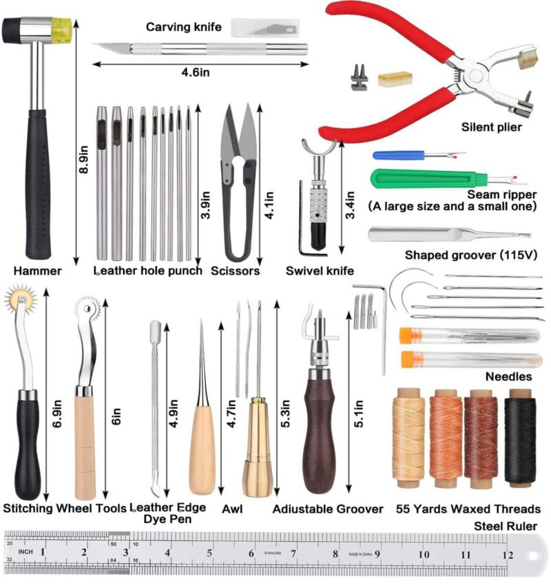 Set de Herramientas de Costura BAGERLA – Kit de Cuero de 273 Piezas