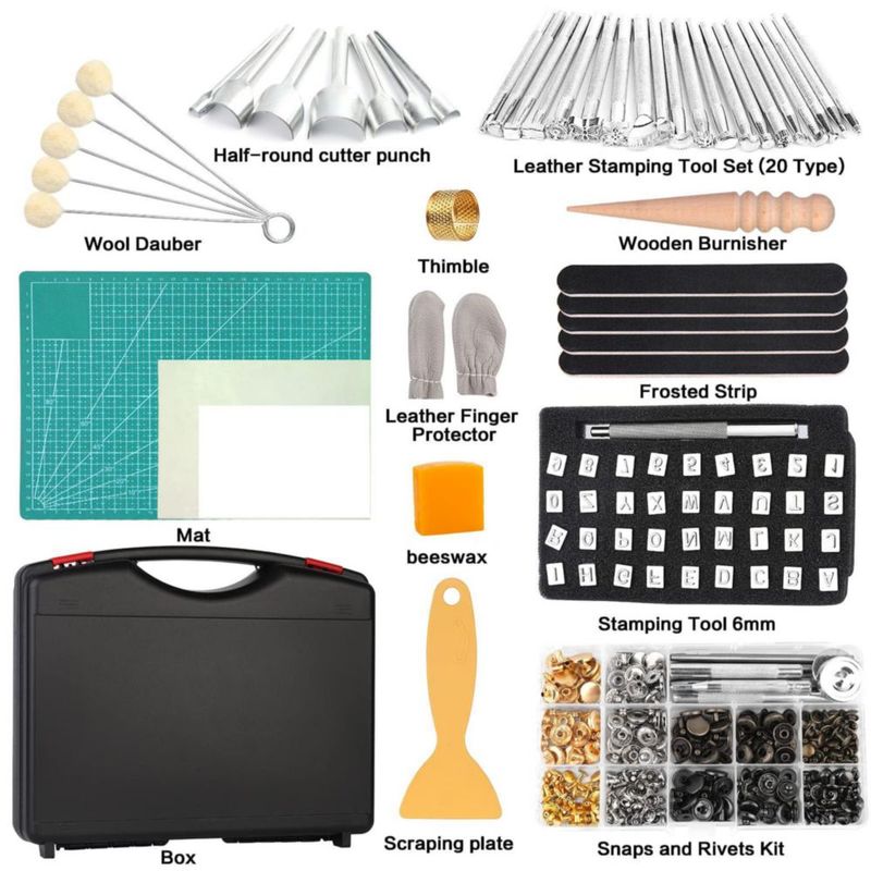 Set de Herramientas de Costura BAGERLA – Kit de Cuero de 273 Piezas