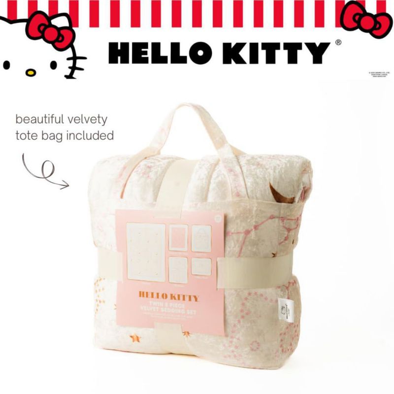 Juego de ropa de cama Franco Individual Hello Kitty de terciopelo 5 piezas