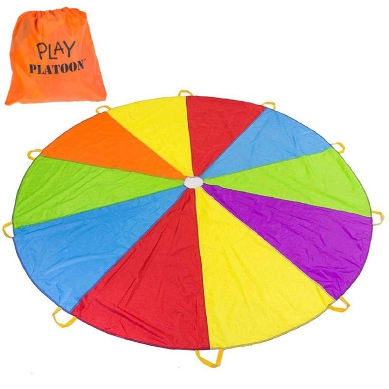 Juguete de paracaídas Play Platoon Rainbow de 3 m con 10 asas para niños