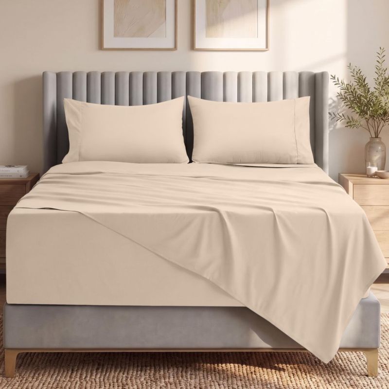 Juego de sábanas Utopia Bedding King 21 cm Beige de 4 piezas