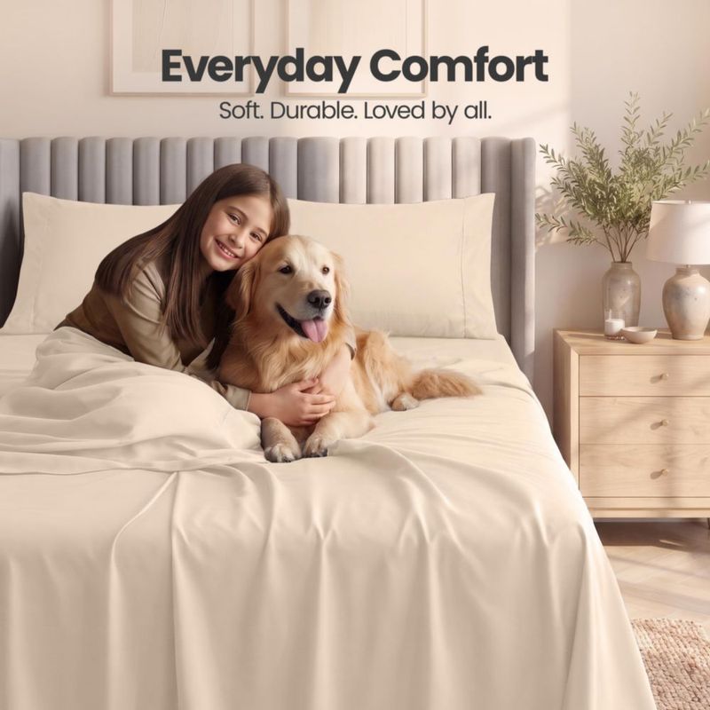 Juego de sábanas Utopia Bedding King 21 cm Beige de 4 piezas