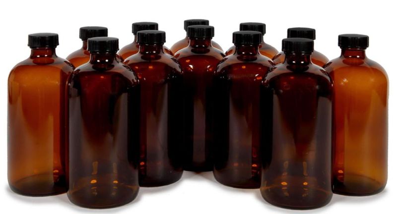 Botellas Vivaplex 473 ml Ámbar Pack de 12 con Tapas