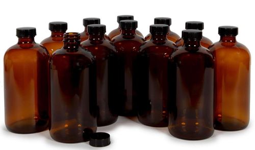 Botellas Vivaplex 473 ml Ámbar Pack de 12 con Tapas