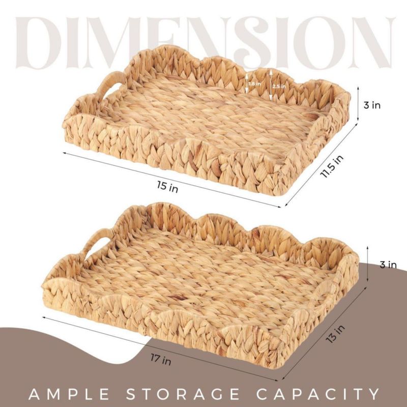 Bandeja LASIDO 43x33x8 cm de junco de agua - Pack de 2