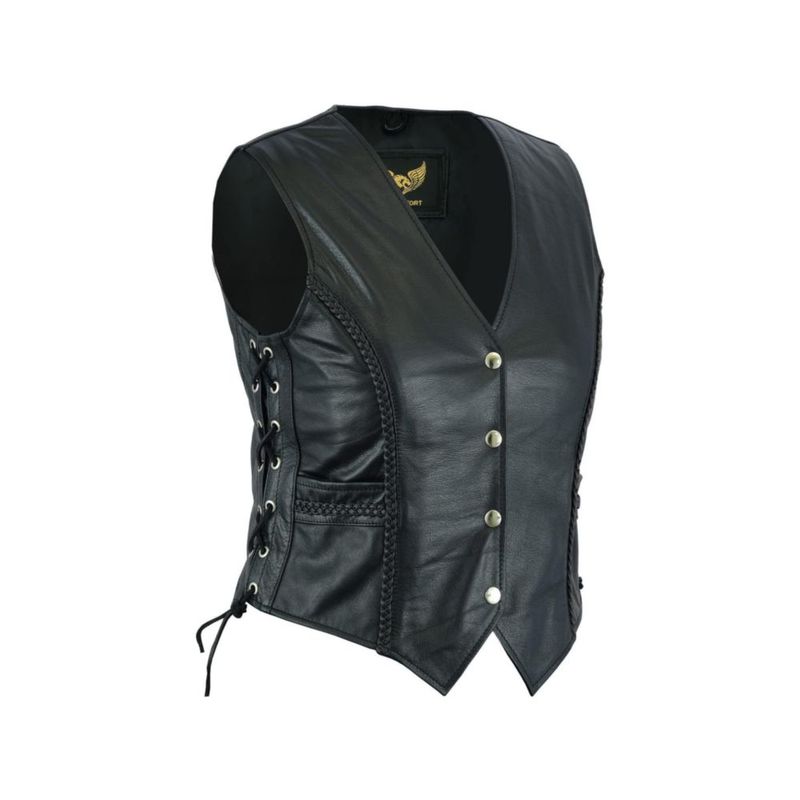 Chaleco de Cuero Leatherick 3XL Negro (Con Trenza)