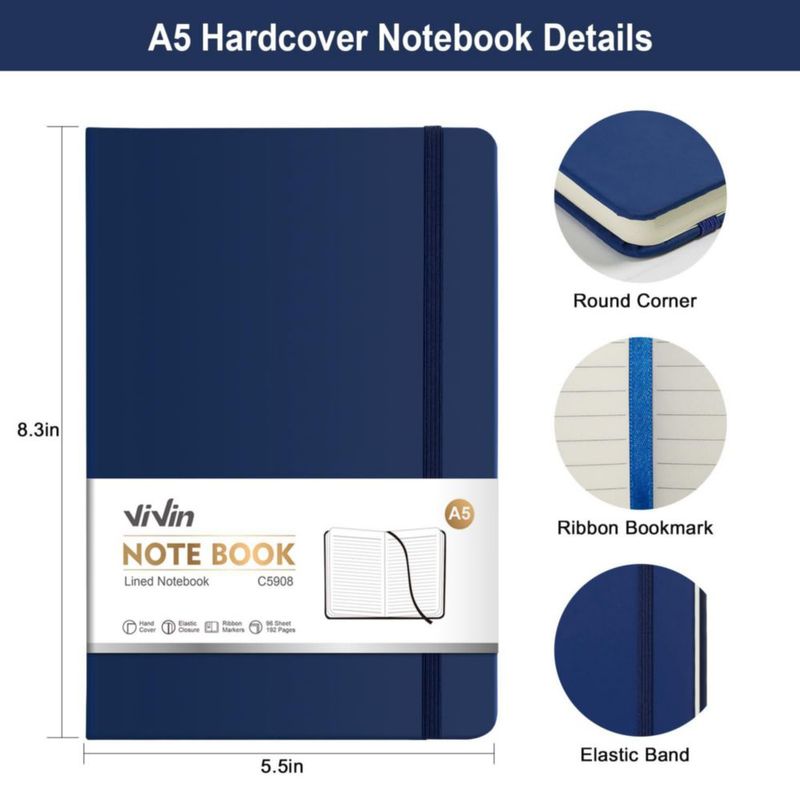 Cuaderno ViVin A5 192 páginas rayado 5.5x8.3 cm (3 unidades)