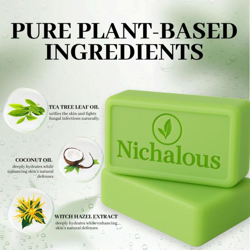 Jabón de árbol del té Nichalous 100 g Pack de 3 con aceite y coco