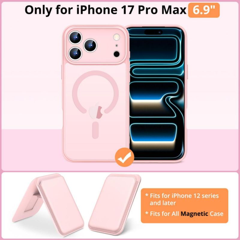 Funda Homstect con billetera MagSafe para iPhone 17 Pro Max y iPhone 18 Pro Max – Rosa