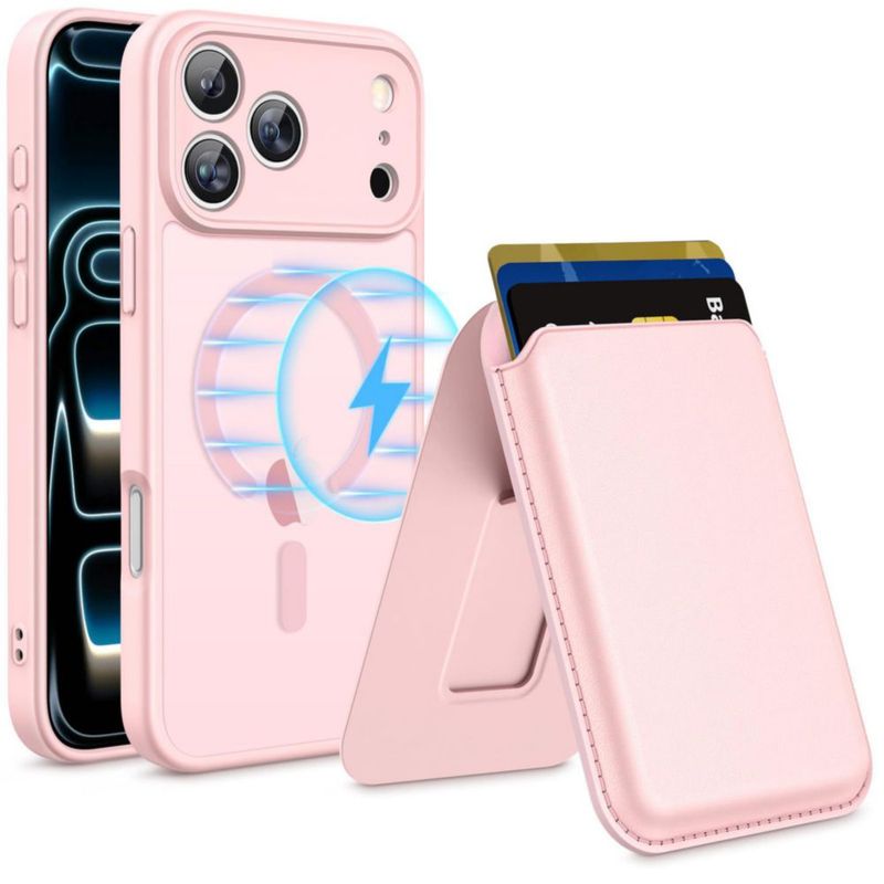 Funda Homstect con billetera MagSafe para iPhone 17 Pro Max y iPhone 18 Pro Max – Rosa