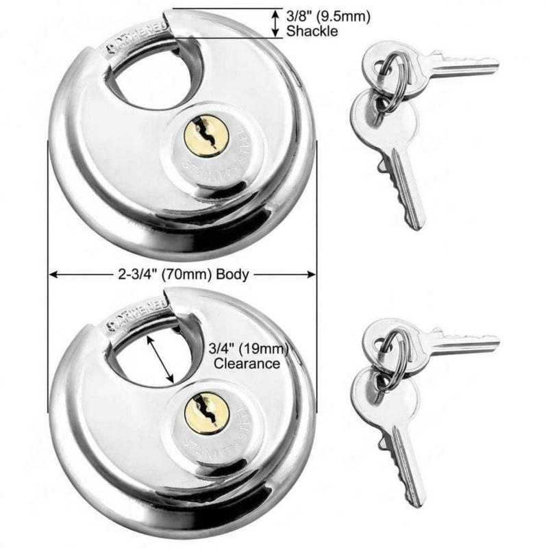 Candado de disco QWORK 7 cm 3/8" con pestillo de acero
