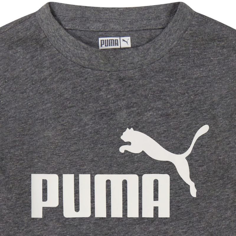 Camiseta PUMA para niño talla grande gris jaspeado logo No. 1