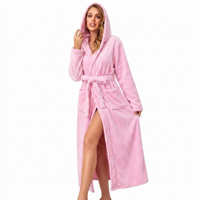 Bata de felpa con capucha para mujer RONGTAI – Calor rápido