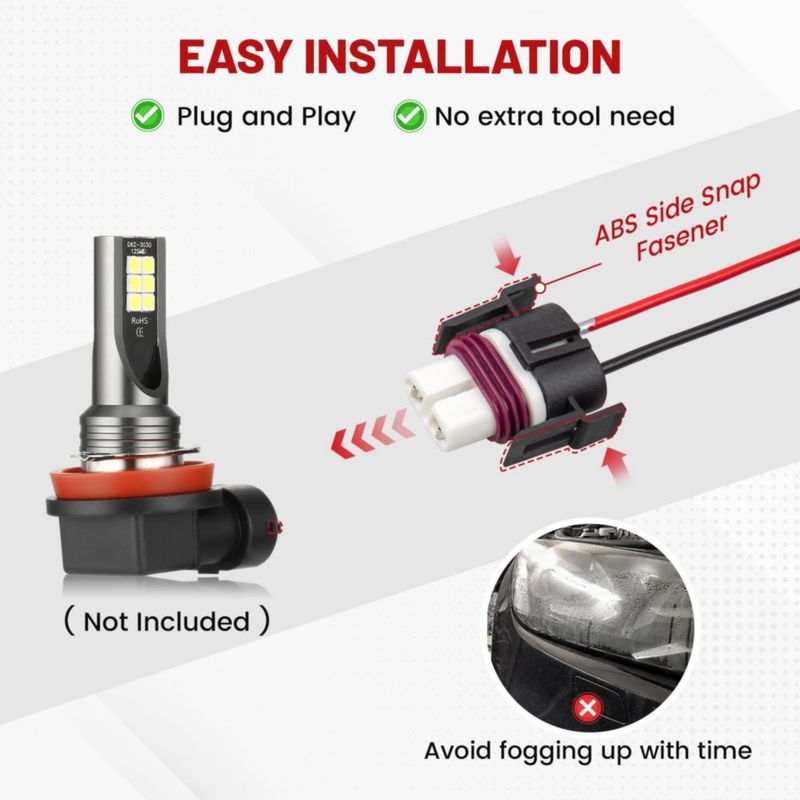 Adaptador de cableado RED WOLF H8 H9 H11 con zócalo hembra de 2 pines