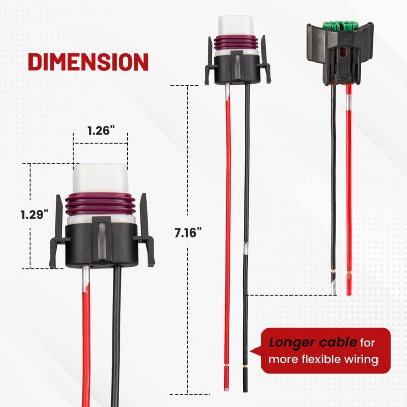 Adaptador de cableado RED WOLF H8 H9 H11 con zócalo hembra de 2 pines