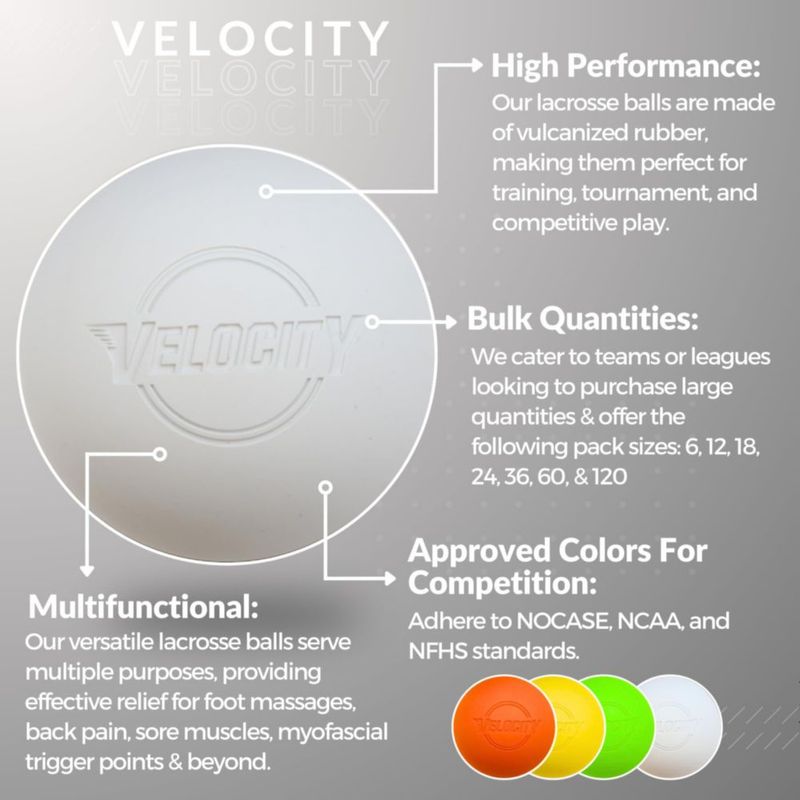 Bolas de Lacrosse Velocity 60 unidades (tamaño oficial blancas)