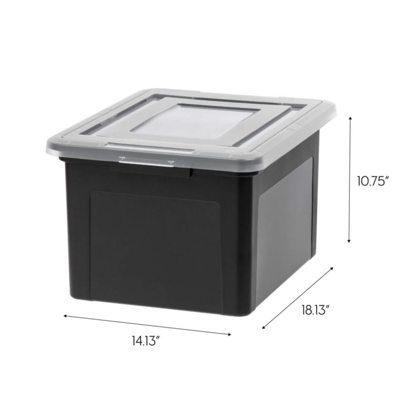 Caja de archivos IRIS USA 35 Qt negra con tapa de cierre