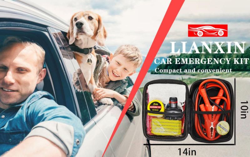Kit de Emergencia LIANXIN con Cables de Arranque y Linterna Frontal