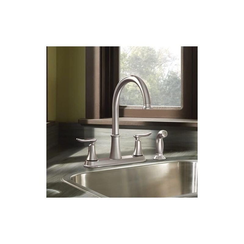 Grifo de Cocina Moen Spot Resist Acero Inoxidable de Arco Alto con Rociador Lateral