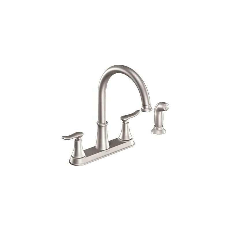 Grifo de Cocina Moen Spot Resist Acero Inoxidable de Arco Alto con Rociador Lateral