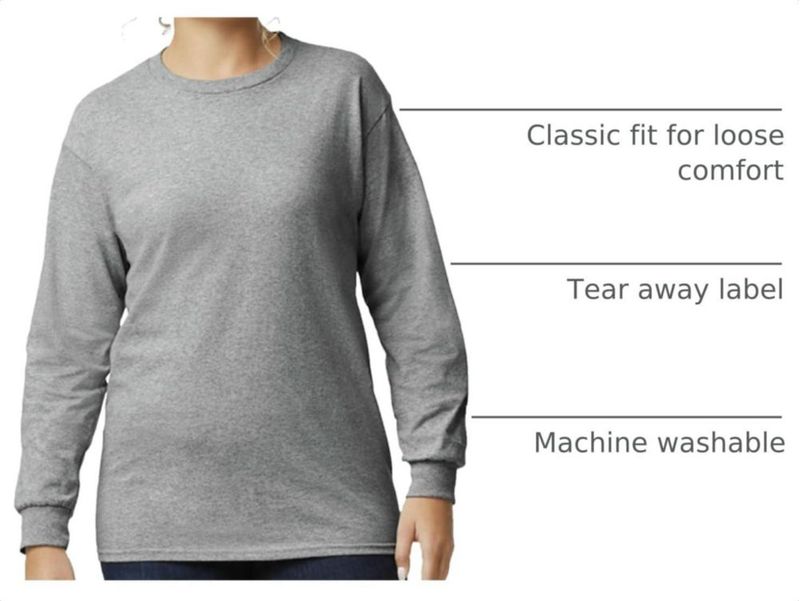 Camiseta de manga larga Gildan G2400 Gris Deportivo 10 unidades talla Grande