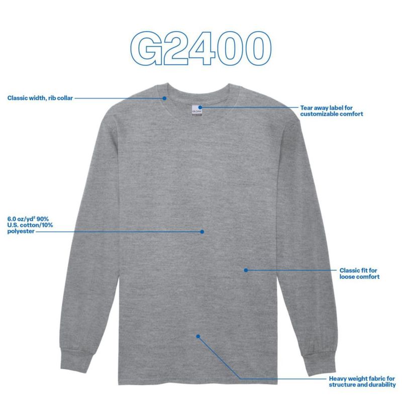 Camiseta de manga larga Gildan G2400 Gris Deportivo 10 unidades talla Grande