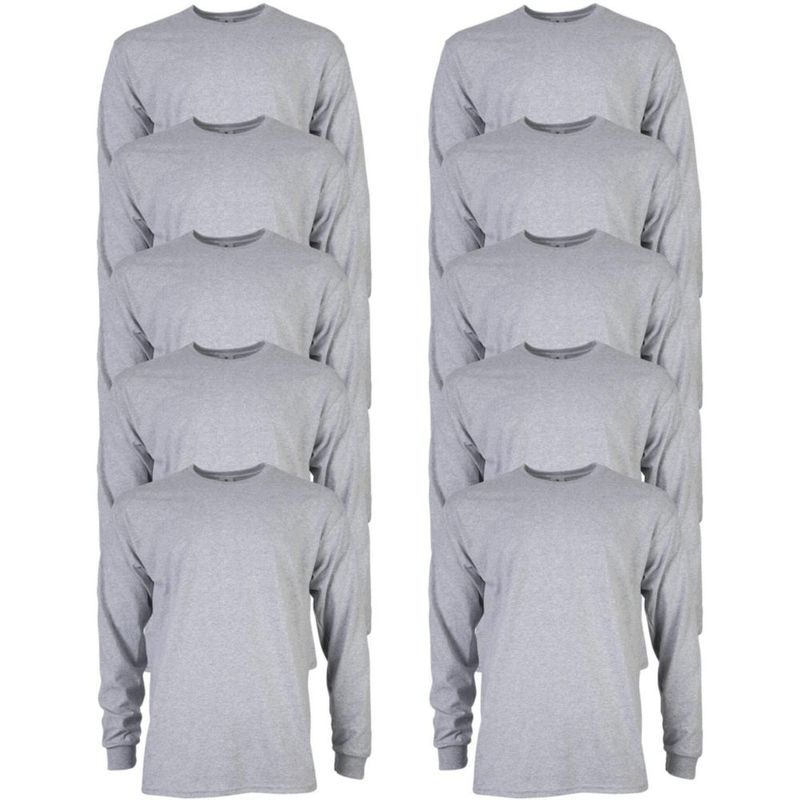 Camiseta de manga larga Gildan G2400 Gris Deportivo 10 unidades talla Grande