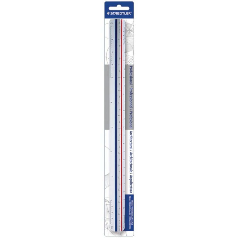 Regla triangular de escalas arquitectónicas STAEDTLER 30 cm 6 escalas