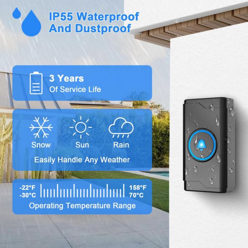 Timbre inalámbrico SURFOU 400 m IP55 110 dB 55 tonos