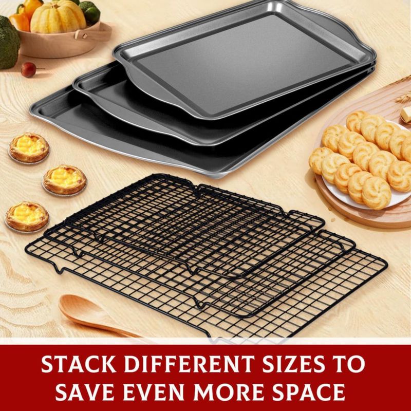 Juego de 3 bandejas para hornear Hunnycook + rejillas de acero al carbono