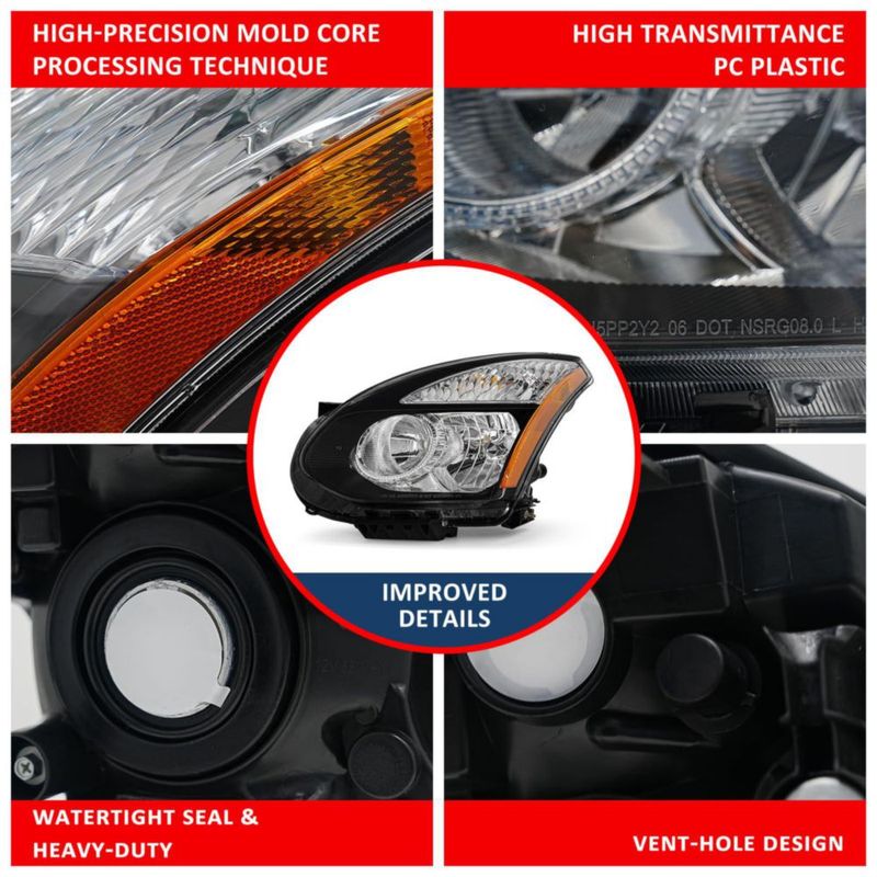 Faros delanteros ADCARLIGHTS para Nissan Rogue 2008‑2015 lente clara