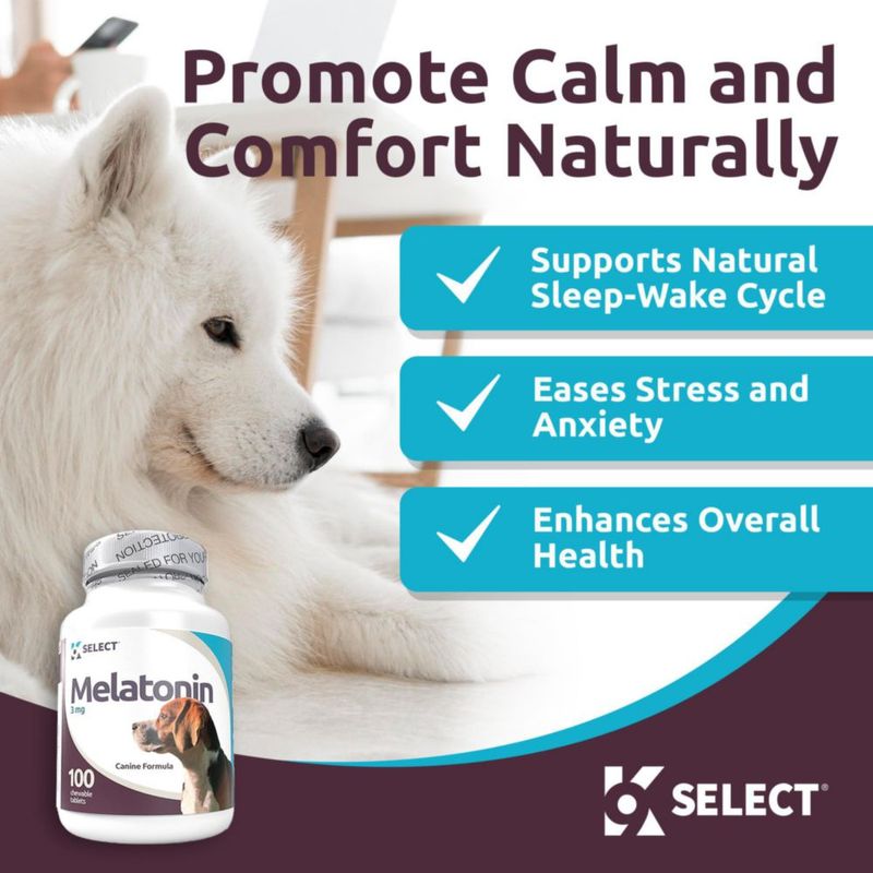 Melatonina K9 Select 3 mg – 100 cápsulas vegetarianas para perros
