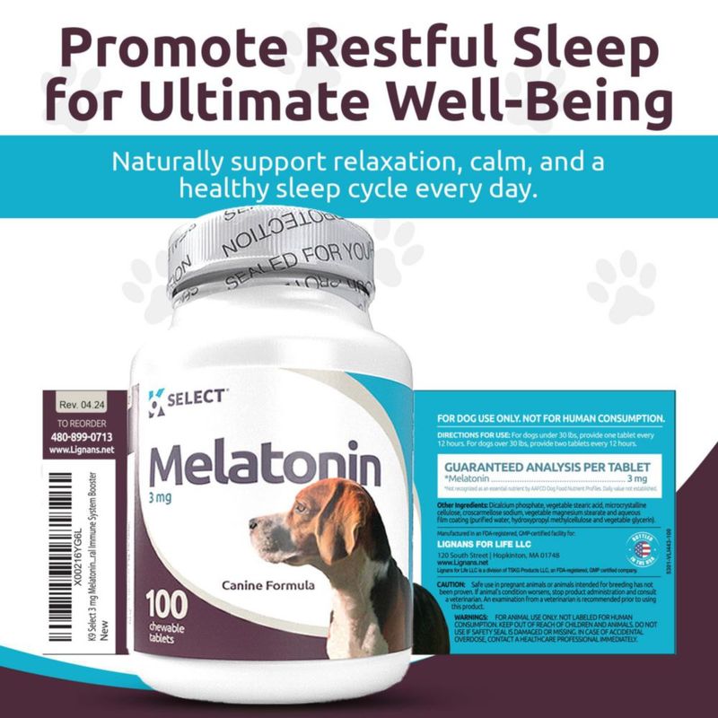 Melatonina K9 Select 3 mg – 100 cápsulas vegetarianas para perros